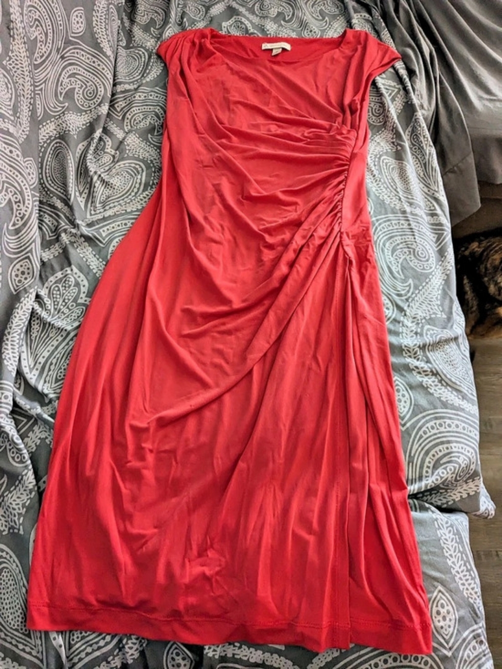 cabi Ruched Maxi Dress in Red Like New